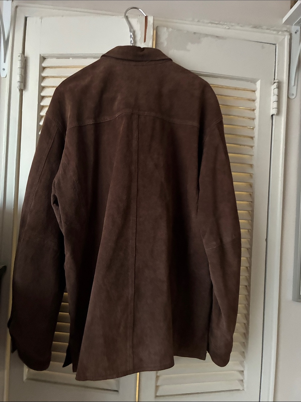 Men's Brown Suede Jacket - Classic Shirt-Style Coat - Picture 2 of 7